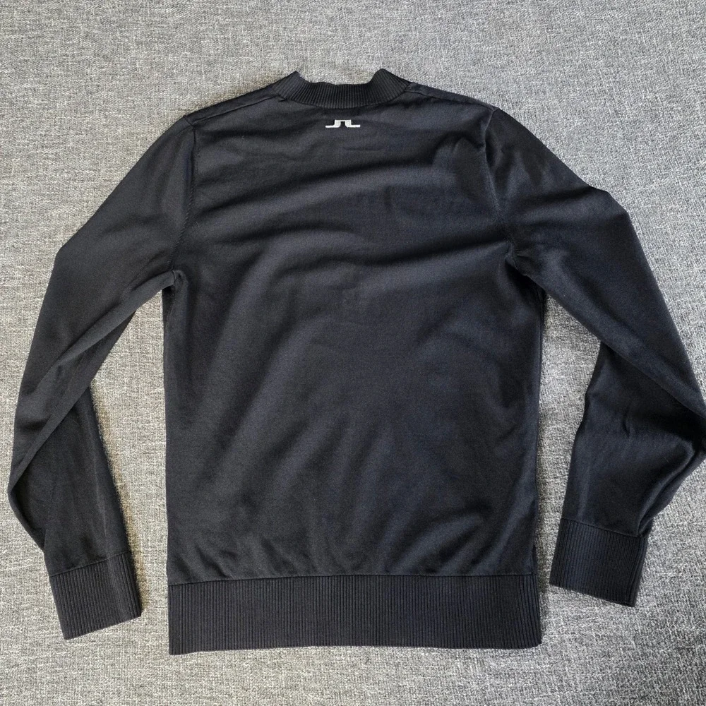 J.Lindeberg Gus Knitted Sweater Mens Small Black Bridge Logo Golf GMKW08963